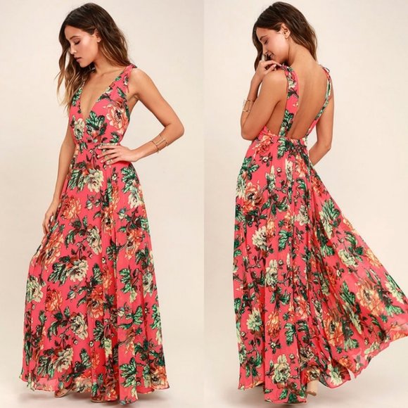 Lulus Dresses & Skirts - Lulu’s Maxi Dress Countryside Manor Coral Floral S